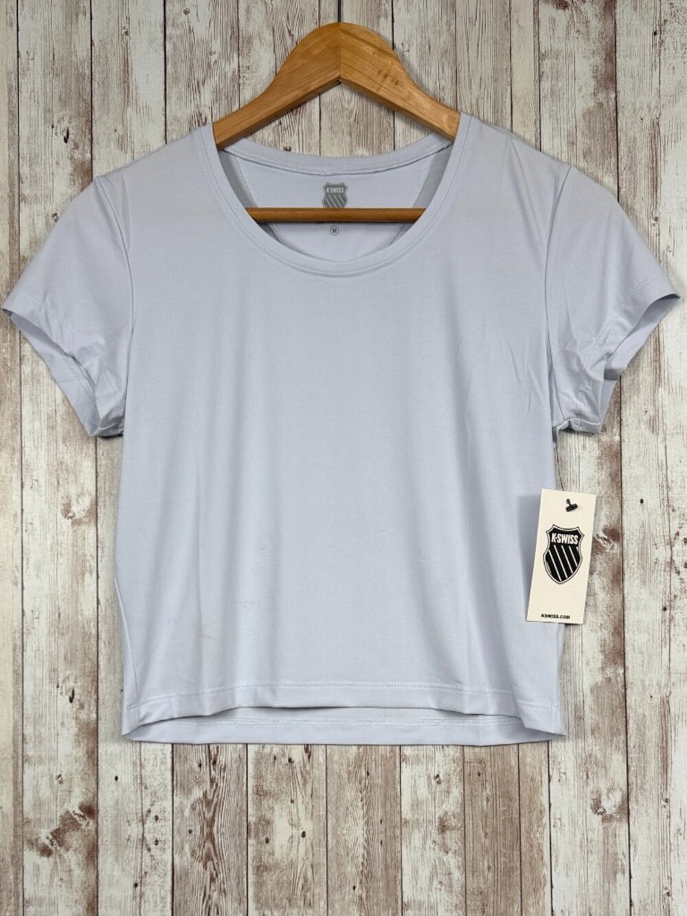 K-Swiss Cut Above Crop Short Sleeve T-Shirt sz Medium Glacier Blue Tennis Cap